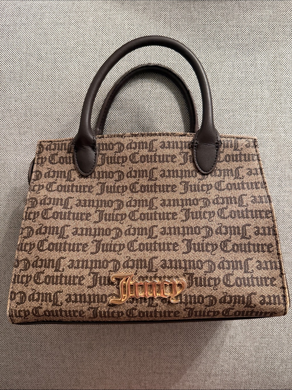 Juicy Couture Brown Monogram Satchel with Gold Logo